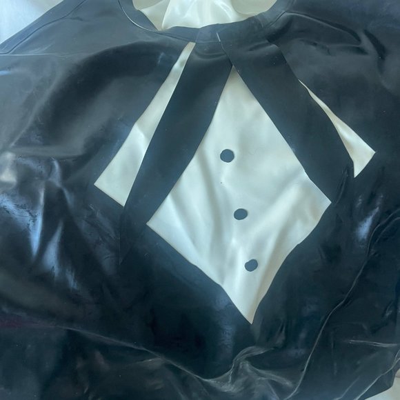 Latex Long Sleeve Maid Rubber Dress Costume - Picture 2 of 5